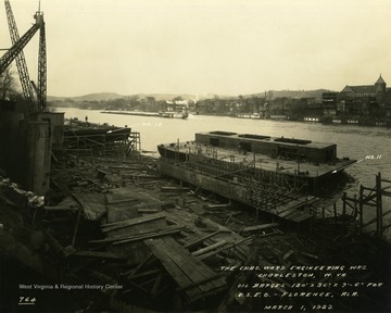 Oil barges created by the Charles Ward Engineering Works in Charleston, West Virginia.