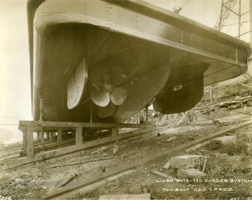Ward patented rudder system on the ship, "George T. Price". This ship was built by The Charles Ward Engineering Works in Charleston, West Virginia.