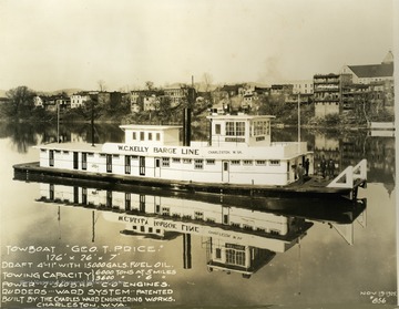 The Towboat Geo T. Price running for the W.C. Kelly Barge Line. This ship was built by The Charles Ward Engineering Works in Charleston, West Virginia.