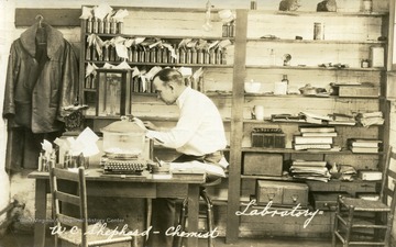 Chemist W.C. Shephard working in the C.H. Mead Coal Company Laboratory in Beckley, West Virginia