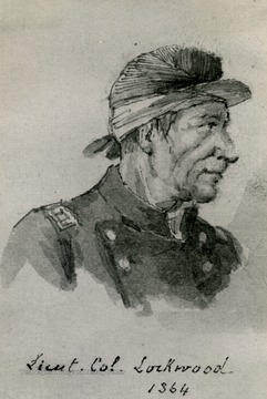 A photograph of a sketch of the Commander of 7th West Virginia Regiment, Army of the Potomac. Lockwood took command during the Battle of Fredericksburg, December 1862 to the Battle of Spotsylvania, May, 1864, where he was wounded.