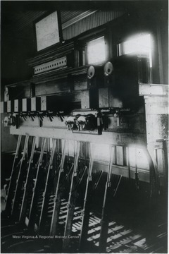 The levers in the tower were part of the telegraph operations at the Chesapeake and Ohio Depot in Prince, Fayette County, West Virginia.