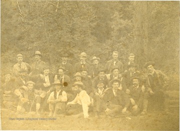 Group portrait of unidentified engineers, working on the Ohio Extension in Southern West Virginia.