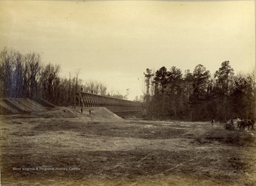 This photograph was taken during the construction of the Ohio extension of the Norfolk &amp; Western Railroad.