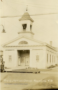 This is a photo of a Presbyterian church in Moorefield, West Virginia. It was located in Hardy County. 