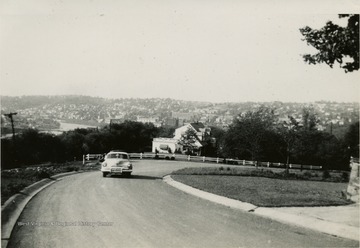 This is a photograph of University Avenue near Dorsey's Knob overlooking Morgantown West Virginia. 
