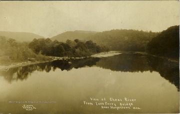 View of the river from the Ice's Ferry Bridge before Cheat Lake was formed.