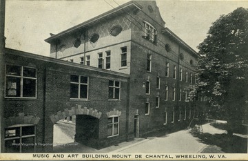 Post card photograph of a building which is part of a Catholic educational institution for girls.