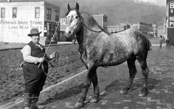 Both the large man and the large horse are not identified