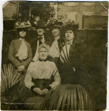 This is a photograph of Cousin Elizabeth Hess, Cousin Ester Frank, Cousin Clara Frank, Max Mathers and Anna De Gant. 