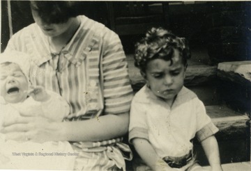 Margaret Mathers Barrick and her two sons, Infant, Mather (Mike) Barrick and George Barrick. 