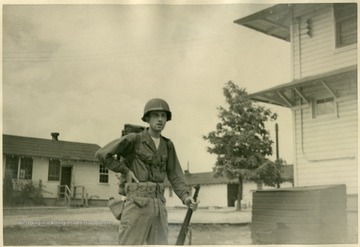 This is a photograph of George Barrick Jr. of Morgantown, West Virginia. He served in the ranks in World War II and as a Second Lieutenant in Korea in the 21st infantry-24th division. 