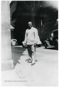 An unidentified bellhop working at the Hotel Morgan. Information on p. 149 in "Our Monongalia" by Connie Park Rice. Information with the photograph includes "Courtesy of Bobbie Drew Ward".