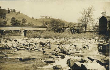 Postcard photograph of the covered bridge crossing the Tygart River at Philippi.