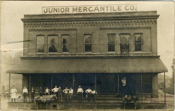 Postcard photograph of a clothing company in Barbour County, West Virginia. All persons in this photograph are unidentified. 