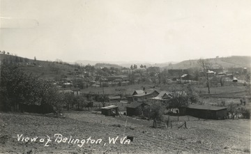 Postcard photograph of an elevated view of the town.