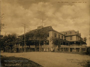Described as a "Sepia Albertype Card" shows the main building of the resort, which overlooks the Potomac River.