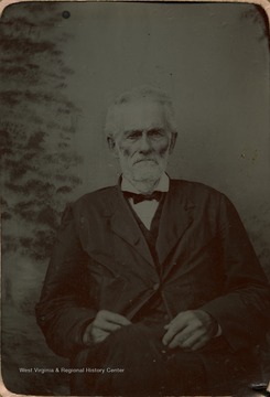 Portrait of an elderly Dayton. He was involved in the founding of the state of West Virginia, served as a delegate at the first and second Wheeling Conventions, one term in the West Virginia State Senate and State Prosecuting Attorney for Barbour, Randolph, Taylor and Tucker Counties.