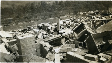 Debris of destroyed family homes and their contents. 