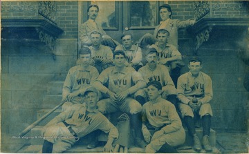Cyanotype image used by photographers as proofs. None of the players or coaches in the photograph are identified. [No. 5]