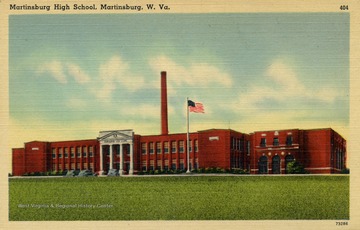 Caption reads: "This modern institution is one of the best equipped High Schools in this section of the country." Published by John Myerly Company. (From postcard collection legacy system.)