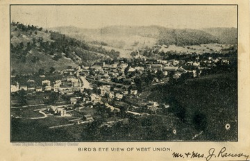Overhead view of town of West Union, West Virginia. (From postcard collection legacy system.)