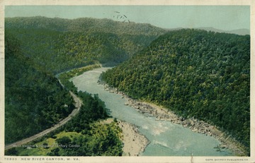 Bird's eye view of river cutting through mountains. Published by Detroit Publishing Company. See original for correspondence. (From postcard collection legacy system.)