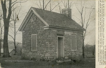 Built in ca. 1780 by Colonel John Stuart, the first clerk of the county court. The county then extended from what is now Augusta County, Va. to the Ohio River and included three fourths of the state of West Virginia. See original for correspondence. Published by E. G. White. (From postcard collection legacy system.)