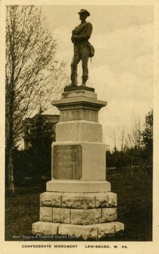 The inscription on the monument reads: "In Memory Of Our Confederate Dead". See original for correspondence. Published by Mason Bell. (From postcard collection legacy system.)