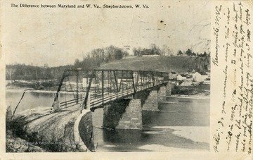 Bridge connecting the two states over the Potomac River. See the original for the correspondence.(From postcard collection legacy system.)