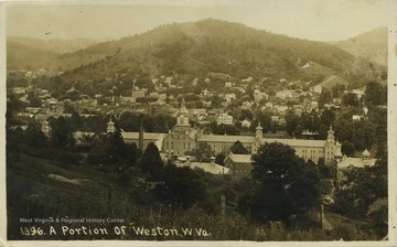 The view includes the state hospital. (From postcard collection legacy system.)