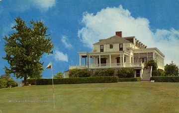 Caption on back of postcard reads: "Located on beautiful hilltop overlooking the heart of Morgantown, W. Va. Has challenging 18-hole golf course, swimming pool and club house." Published by Superior Photo Service Incorporated. (From postcard collection legacy system.)