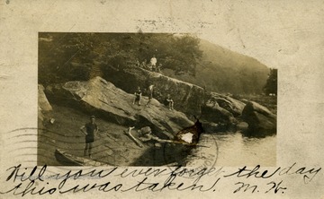 Two white dots on extreme right are Fitch's camp. See original for correspondence. (From postcard collection legacy system.)