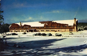 Caption on back of postcard reads: "Hub of year round activities in this mountain wonderland. Its unsurpassed scenic beauty, plus fishing, hunting, skiing, etc., make this area a mecca for thousands of visitors annually." Published by Neale's Drug Store Incorporated. (From postcard collection legacy system.)