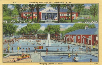 See orginal for postcard information on Parkersburg Municipal Swimming Pool. (From postcard collection legacy system.)
