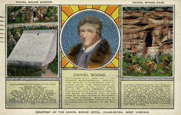 Caption on back of postcard reads: "In beautiful West Virginia, "The Switzerland of America," the attractive ten story fireproof Daniel Boone Hotel was erected by the Citizenry of Charleston, West Virginia at a cost of over a million and a quarter dollars, in memory of Daniel Boone, famous pioneer and scout of nearly two hundred years ago; located but a short distance from the State Capitol; radio in every room, every room an outside room with private bath, rates moderate, a uniform high standard of quality and service. You will like the homelike atmosphere of the Daniel Boone." See original for correspondence. Published by E.C. Kropp Company. (From postcard collection legacy system--subject.)