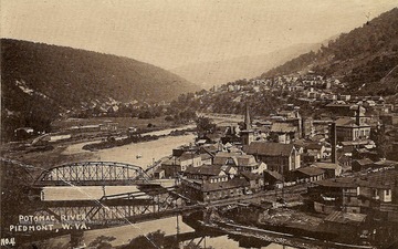 Bridges across the Potomac River leading to the town of Piedmont, West Virginia.