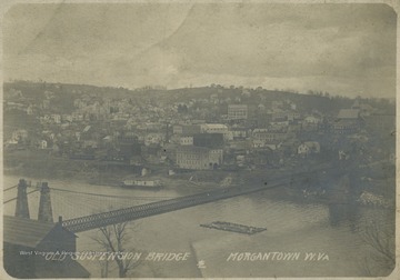 Aerial view of the bridge crossing the Monongahela River. See original for correspondence. 