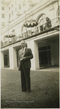 Thompson, a ticket agent, pictured infront of the hotel.