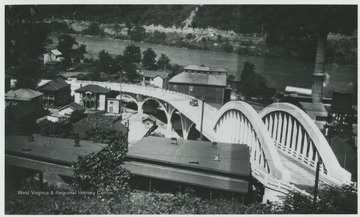 Aerial view of the bridge overlooking New River. 