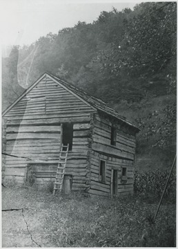 Pictured are the remains of the permanent home of John Cooke, Sr., at the mouth of Laurel (now Hatcher). This cabin was eventually torn down in 1912. Cooke was the first permanent settler in Wyoming County.