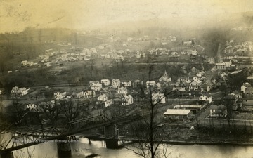 Print number 1827. Cheat River can be seen in the foreground. Point Marion, Pennsylvania borders West Virginia.