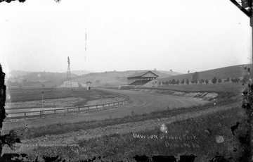 Dirt race track in Dawson, Pennsylvania in the midst of open fields.
