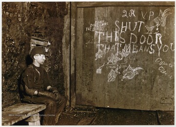 Vance, a 15 years old trapper boy, whose job it was to open and closed the door, allowing mine trains to enter and exit. Vance earned $1.60 a week.