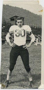Hellems pictured outside the bleachers in his Bobcat team uniform. 