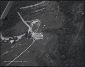 Aerial photograph of the prison grounds and building. 