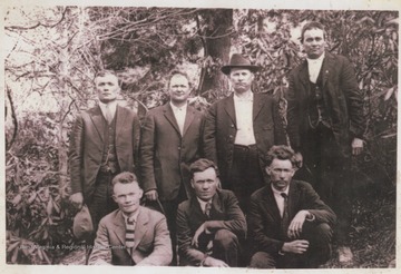 Standing from left to right is Clarence E.; B. Frank; Vernal S.; and William G. Front row from left to right is Walter S.; Ellery C.; and Atchless Murat Long.