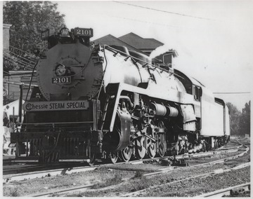 Engine No. 2101, named "Chessie Steam Special", is pictured on the C. & O. track. 