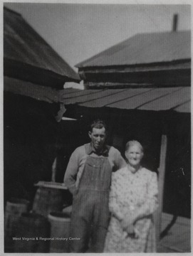Jack, raised by Harvey and Rachael Mize Cook, pictured with Sally on the farm which is now owned by Cecil Meador family.