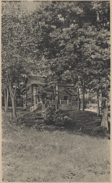 The Thayers' from Charleston, W. Va. lived in this cottage before the Sulphur Spring burned it down, according to a description on the back of the postcard.Published by Pence Springs Community Club.